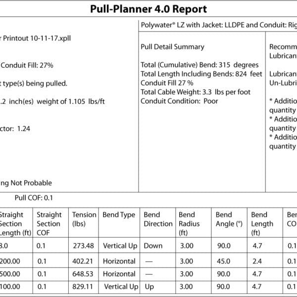 Polywater Pull Planner Cable Pulling Tension Software